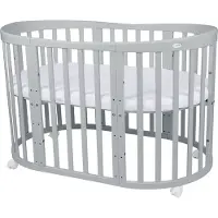 Waldin Multifunctioneel OVAAL 7 in 1 Babybed / peuterbed incl. matras - Grijs