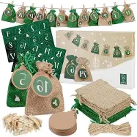 Markenlos adventskalender om zelf te vullen - 24 stoffen zakjes met cijferstickers - 2023