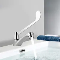 Merkloos Omgoods- Kraan Lange Handvat - Wastafelkraan - Waterkraan - Corrosiebestendig - G1/2 Schroefdraad - Temperatuur 0-90℃