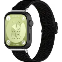 Strap-it Elastic bandje Nylon geschikt voor Huawei Watch Fit 5 Pro / 5 / 4 Pro / 4 / 3 - Zwart