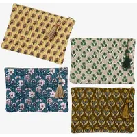 Madam Stoltz - Gewatteerde iPad Hoes Katoen – Bloemenprint – 30 x 21 cm