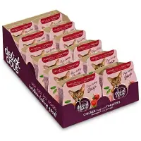 Delickcious Kipsoep met Tomaten en Spinazie – Compleet Kattenvoer voor Volwassen Katten – 12x 80g