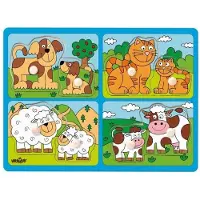 Woodyland houten puzzel dieren 4-in-1