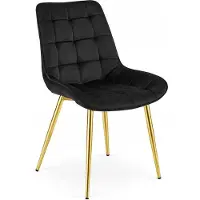 Leobert Chaise - - Bera - Fluweel, zwart / Goudkleurige poten - 54 x 60 x 88 cm