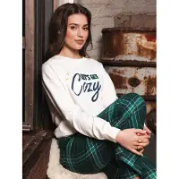 Rebelle Pyjama 'Cozy' ivoor / donkergroen