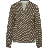 Comma Blouse olijfgroen / wit