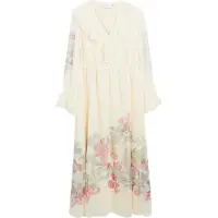 Comma Jurk lichtbeige / pasteelgeel / pastelgroen / watermeloen rood