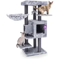 Merkloos Kratzbaum Kratzbaum Cleopatra 134, geschikt voor meerdere katten, stabiel krabpaal met hangmat, kattenhol en ligvlak. Krabpaal, 134 cm