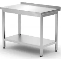 Hendi Wandgemonteerde werkbladtafel met plank aan de rand Budget Line STAAL 800 x 600 x 850 mm - 817261