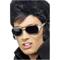 Smiffys Verkleed zonnebril Elvis - zilver - rock and roll - popster - disco look