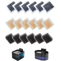 Sonstiges Katzenbrunnen filters, 18 stuks, inclusief openingsgereedschap | 6 harsfilters, 6 actieve koolfilters, 6 sponsfilters | Compatibel met draadloze kattenfonteinen model B0FCYBHS61