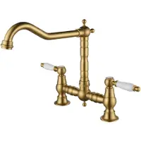 Aquanello Keukenmengkraan, nostalgisch, bronskleurig met witte handgreep, model Heritage, merk