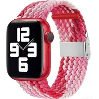 Mobigear Braided Gradient Nylon Watch bandje geschikt voor Apple Watch Bandje Klemsluiting - 49/45/44/42 mm - Red Powder
