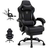GTPLAYER Gaming stoel, bureaustoel, gaming fauteuil met voetsteun, ergonomische gaming stoel met verbonden armleuningen, verstelbare bureaustoel