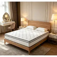 Rosahqnda Matras 90x200cm, hoogte 25cm, pocketveringmatras met comfortschuim, boxspringmatras voor volwassenen, gemiddelde hardheid (zonder bedframe)