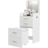 HOMCOM Vanity Table Set MDF, glas 48L x 40B x 90H cm Wit