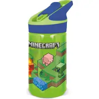 Minecraft Tritan Premium Drinkfles - 480 ml – Sluit goed af – Drinkfles voor kinderen – Groen/Blauw