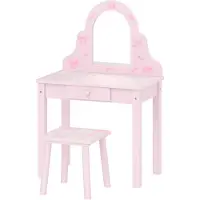 AIYAPLAY Kindermake-up tafel set 2-in-1: een kaptafel en bureau met een kruk