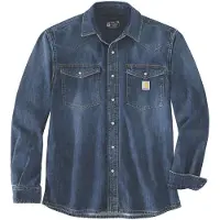 Carhartt Montana Relaxed Fit Denim Long-Sleeve Snap Front Overhemd Maat