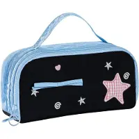 VHV Stijlvolle Etui met Strik - Geborduurde Pennenzak voor School en Kantoor - Ruime Organizer Tas met 4 Vakken - Duurzame Stoffen Etui voor 50+ Pennen
