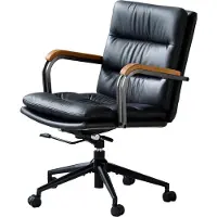 Muvano Ergonomische leren bureaustoel - Zwarte directiestoel met wielen - Bureaustoel-Draaibaar - 73x59x87 cm - In hoogte verstelbaar - Kantoor Zwart