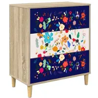 vidaXL Ladekast MAINZ Bloemenprint 66 x 36,5 x 75 cm Bewerkt hout