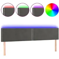 vidaXL Hoofdbord LED 160x5x78/88 cm fluweel donkergrijs