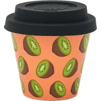 Quy Cup - 90ml Ecologische Reis Beker - Espressobeker “kiwi” met Zwarte Siliconen deksel
