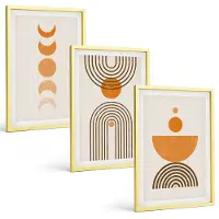 Coloray 3-Delige Schilderij Set - Boho Minimalistisch Decoratief Ontwerp - 40 x 40 cm En 40 x 60 cm - Muurdecoratie - Schilderijen Set - Woonkamer - Decoratieve Schilderijen