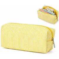 VHV - Grote Etui - 21x7.5x8 cm - Ruime Pennenzak van Polyester - Grote Capaciteit Stationery Pouch voor School & Kantoor - Duurzame Potlodenetui - Geel