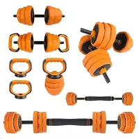 Happiq verstelbaar Halterset - 4-in-1 Dumbbells, Halterstang, Kettlebells en Push-Up - Zwart