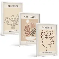 Coloray 3-Delige Schilderij Set - Plantenmotieven En Lijnen In Een Moderne Stijl - 40 x 60 - Muurdecoratie - Interieur Decoratie - Moderne Wanddecoratie