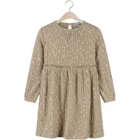 Koko Noko midi A-lijn jurk met ruches en print - zand Beige Meisjes Polyester Ronde hals - maat 92