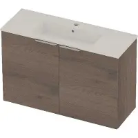 Basic Line Tiny 36 Badmeubel 100x36cm - 2 Deuren - Dusk Oak - Badkamermeubels, Badmeubel Sets - 8718835822729