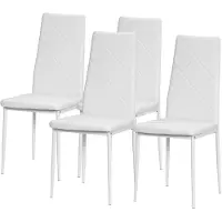 Aosom Eetkamerstoel, set van 4, keukenstoel, beklede eetkamerstoelen, wit
