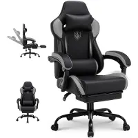 GTPLAYER Gamingstoel, bureaustoel met voetsteun, ergonomische gamestoel met geïntegreerde armleuningen, hoogteverstelbare schrijfstoel