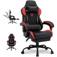 GTPLAYER Gaming stoel, bureaustoel, gaming fauteuil met voetsteun, ergonomische gaming stoel met verbonden armleuningen, verstelbare bureaustoel