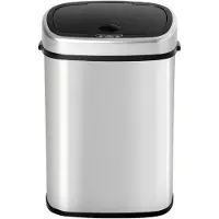 Aosom Automatische vuilnisbak met infraroodsensor 58 L zilver