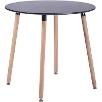 Merkloos Eettafel H.J. Rund, design eettafel, Scandinavische eettafel. Gemaakt van MDF met 4 beukenpoten, hoogte x breedte: 73 x 80 cm, kleur: zwart