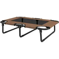 PawHut -Erhöhtes Hundebett-Polyester, Stahl-75L x 51B x 18H cm-Kaffee