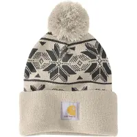 Carhartt Muts Women Knit Pom Jacquard Beanie Oat Milk