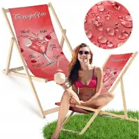 AllBags Houten ligstoel met print - Comfortabel voor strand, terras & balkon