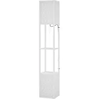 HOMCOM Vloerlamp met dubbele lampen, plank, 40W staande lamp voor de woonkamer, wit