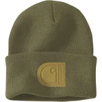 Carhartt Muts Men Knit Cuffed C Patch Beanie Dark Bronzed Green