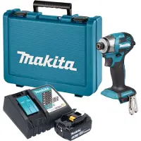 Makita DTD 173 RF1E accu-slagmoersleutel 18 V 180 Nm 1/4" borstelloos + 1x accu 3,0 Ah + oplader + koffer