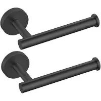 Unyqoos Ibenzoa Zwarte toiletrolhouder set voor wandmontage, gemaakt van roestvrij staal SUS304 – 6 x 3 Inch, geschikt voor grote rollen, met draaiknop en verborgen bevestiging, modern design