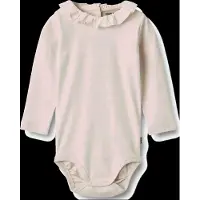 Wheat katoenen romper met ruches - ecru Effen - maat 68