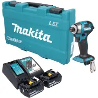 Makita DTD 173 RTK accu-slagmoersleutel 18 V 180 Nm 1/4" borstelloos + 2x accu 5,0 Ah + oplader + koffer