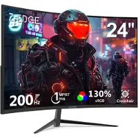 Z-Edge UG24 Curved Gaming Monitor - FHD 1920x1080 - 24 Inch- 200Hz - MPRT 1ms - 300cd/m² - HDMI 2.1 & DisplayPort 1.4 - Zwart