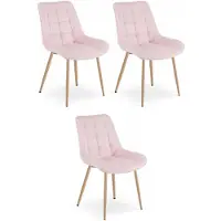 Leobert Chaise - - Bera - Lichtroze velours/Eikenhouten poten - 54 x 60 x 88 cm - Set van 3